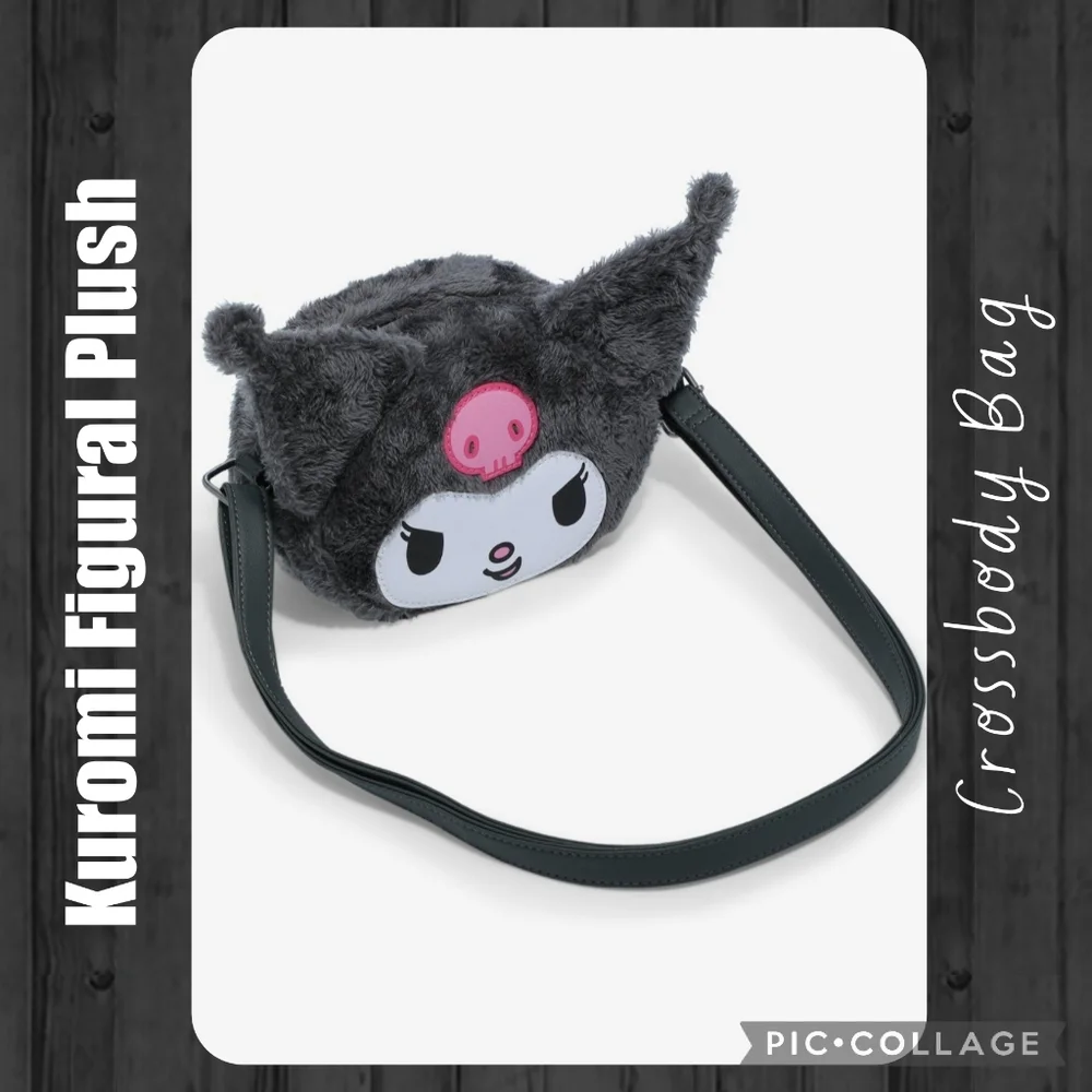 LOUNGEFLY Kuromi Figural Plush Crossbody Bag - Picture 1 of 7
